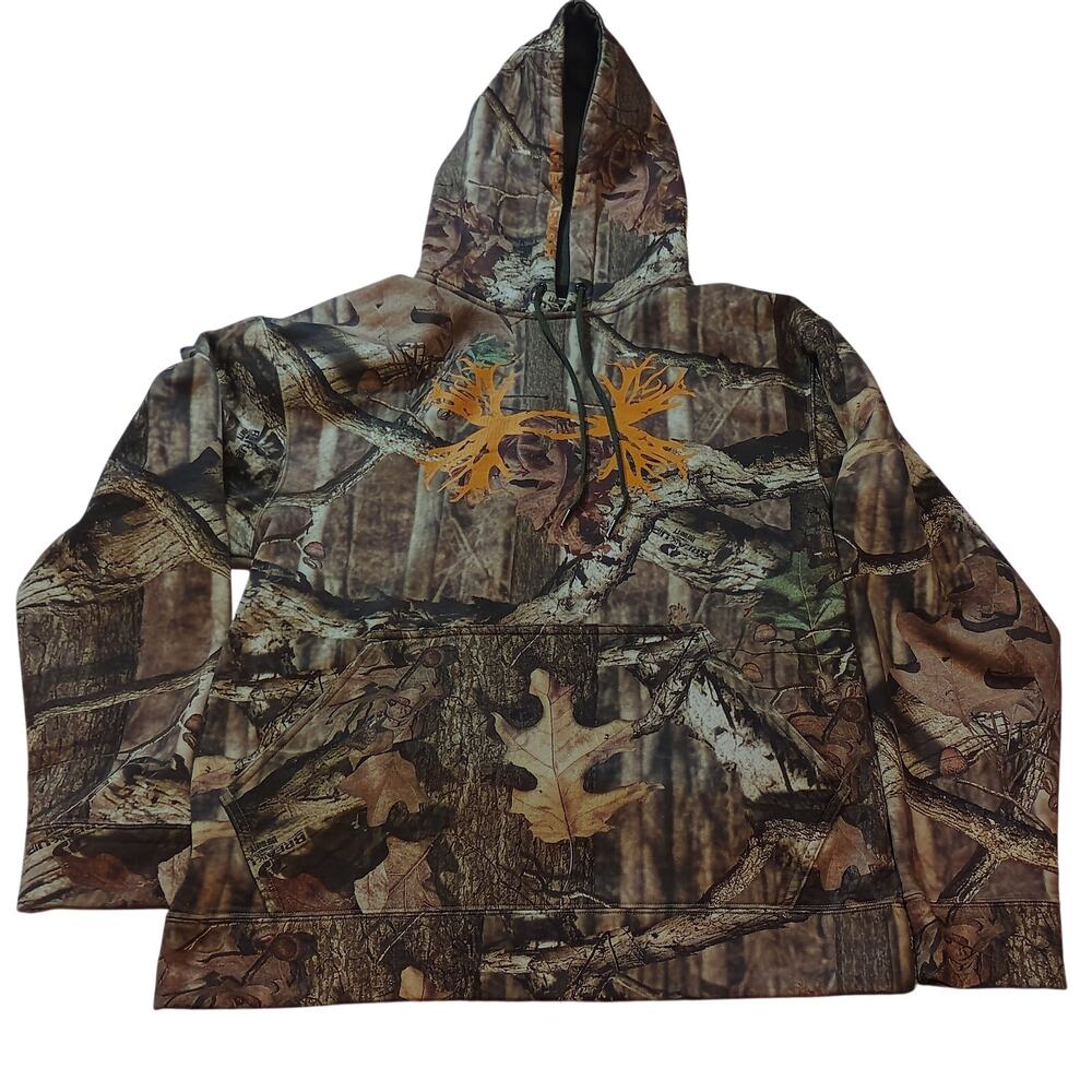 Under Armour RealTree Camo Hunting Hoodie Small Fleece Pullover Stealth